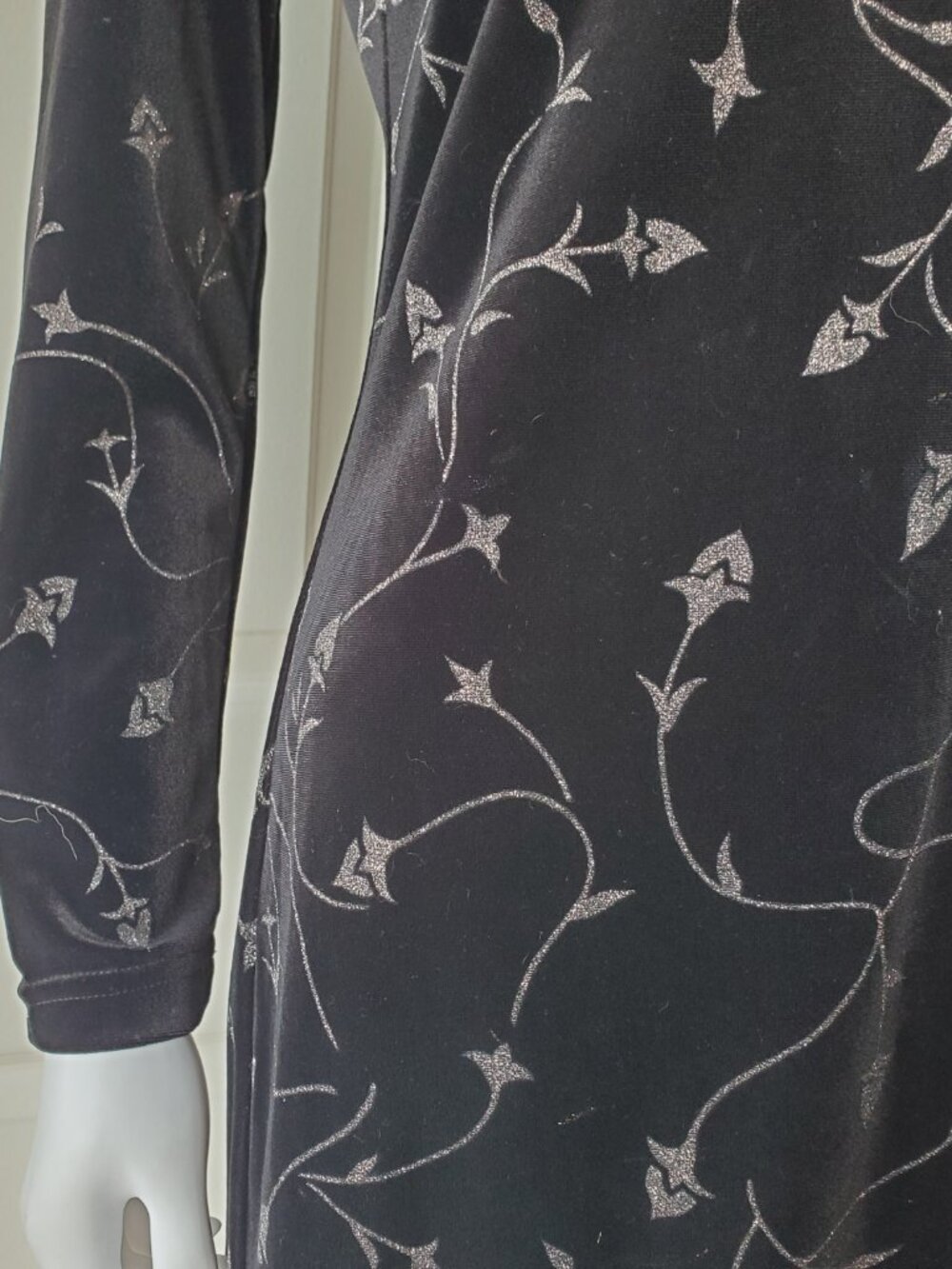 Fredericks Of Hollywood Black Velour Velvet Faux Fur Collar Coat Size Small - Picture 5 of 10